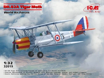 KIT MODELLINO AEREO MILITARE ICM DH82A TIGER MOTH OF THE WORLD AIR FORCES 1:32 - Immagine 1 di 4