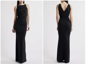 New $995 Chiara Boni La Petite Robe Sleeveless Stretch BlackJersey Dress Gown 4 - Picture 1 of 6