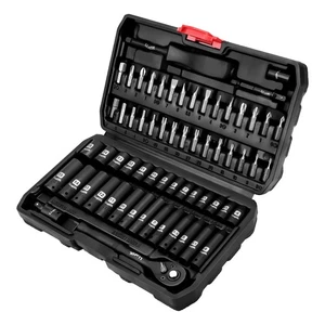 1/4 inch Impact Socket Set, 63 Piece Drive Socket Wrench Set Metric (4-15mm) ... - Bild 1 von 8
