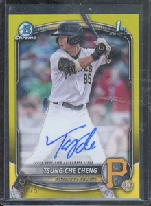 2025 Bowman Chrome TSUNG-CHE CHENG #CPA-TC 1st Prospect Yellow Auto /75 Pirates - Picture 1 of 2