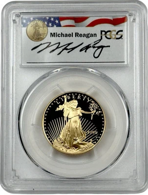 1995-W Gold $25 Michael Reagan Signed 1/2oz Proof American Eagle PCGS PR 69 DCAM - Image 1 of 2