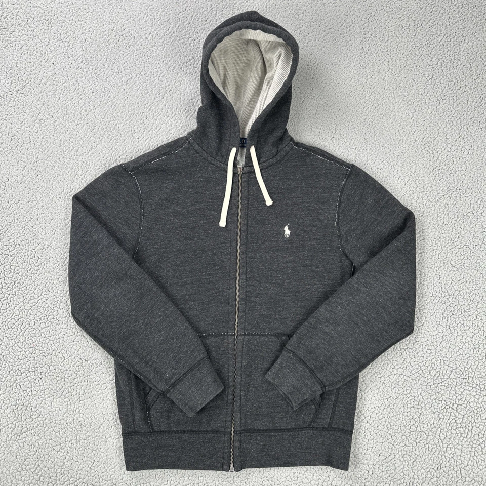 Polo Ralph Lauren Sudadera con Capucha Hombres Gris Medio Cremallera Completa Sudadera Térmica Logo de Poni Foto 1 de 4