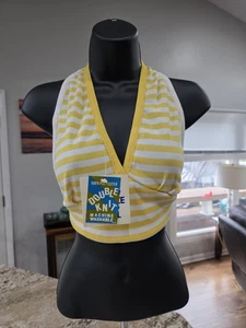 Nuevo de Colección Años 70 Halter Top Doble Tejido Sin Stock Talla Única Amarillo/Blanco  - Imagen 1 de 15