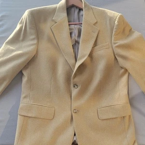 Oscar De La Renta Blazer Jacket Cashmere Wool Nylon 2 Button Tan Size 42R - Picture 1 of 11