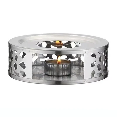 Base Teiera Rotonda Candela Riscaldatore Acciaio Inox Tè Caffè Latte Scaldala... - Immagine 1 di 4