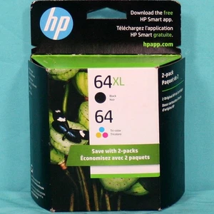 HP 64XL Black & 64 Tri Color Ink Cartridge 2-Pack Sealed Retail Box Exp Nov 2025 - Photo 1/2