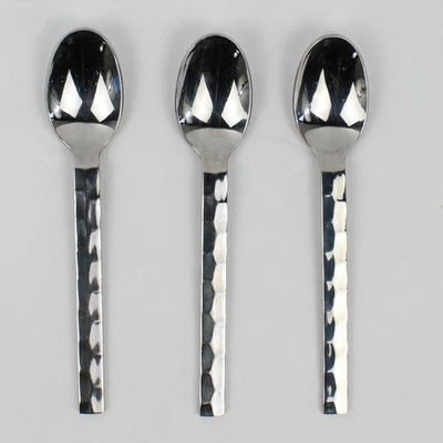 Lot of 3 Cambridge Silver Teaspoons 18/10 Stainless CBS123 Pattern Hammered 6.75 - Image 1 of 4