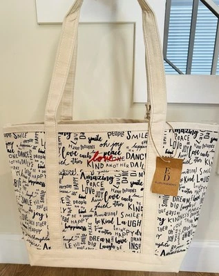 Bolso de Mano de Lona Beige con Diseño LOVE ED Ellen Degeneres Foto 1 de 4