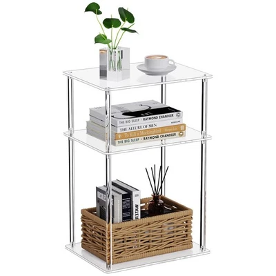 Mesa auxiliar de acrílico transparente, mesa auxiliar de 3 niveles para sala de estar, mesita de noche pequeña... Foto 1 de 4