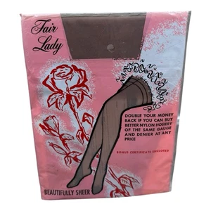Vintage Fair Lady Seamless Sheer Micro Mesh Stockings Beigetone Size 8 1/2 - Picture 1 of 2