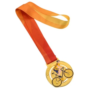  Radsport-Medaille: Siegerpreis mit Halsband - Gold Party Metall Pokal - Bild 1 von 12