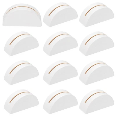 Table Number Holders, 12 Pcs Wooden Table Name Stands Semicircular Design, White - Image 1 of 4