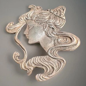 MASSIVE SILBER JUGENDSTIL BROSCHE/ANHÄNGER - Bild 1 von 5