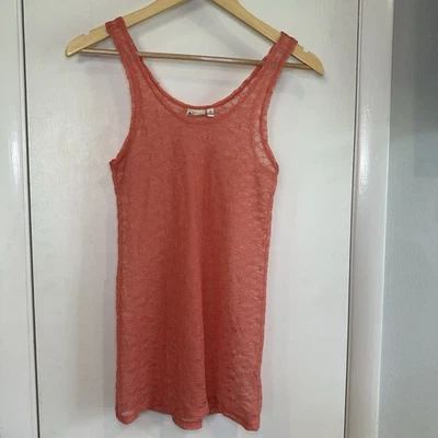 Camiseta sin mangas de encaje Mudd Y2K para mujer. Talla: Mediana. Color: Coral. Foto 1 de 4