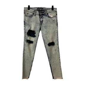 Flying Monkey Platinum Distressed Skinny Jeans Acid Wash Raw Hem Ankle Zip Sz 3 - Picture 1 of 7