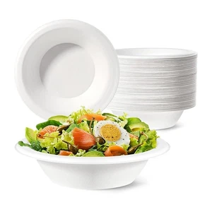 Schüsseln Einwegschalen 50 Stück, Zuckerrohrschalen kompostierbar Suppenschalen für6543 - Bild 1 von 6