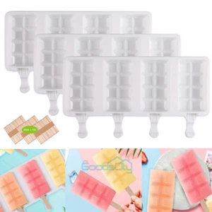 3Pack Silicone 4 Cavities Ice Pop Molds Ice Cream DIY Summer w/ 150 Sticks - Picture 1 of 12
