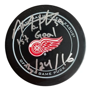 ANTHONY MANTHA SIGNIERT DETROIT RED WINGS OFFIZIELLER PUCK MIT 1. TOR BECKETT COA - Bild 1 von 3