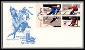 US FDC # 1795-1798 15c Winter Olympics Artmaster Block w/# black 1980, 9p4251 - Picture 1 of 1