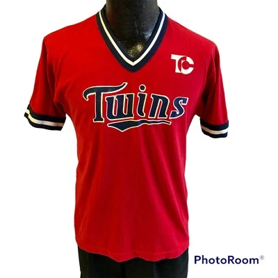 Vtg 80's Gator Athletic Red TC Minnesota Twins Baseball Jersey RINGER MLB Shirt - Image 1 of 4