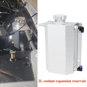 Universal 2L Aluminum Coolant Radiator Overflow Reservoir Expansion Tank NEW - Picture 1 of 11