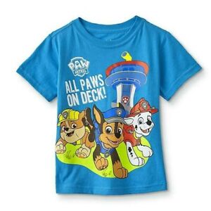 Paw Patrol T Shirt Boys 2T 3T 4T  5T Toddler Short Sleeve Blue All Paws on Deck