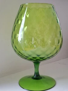 Large Green Empoli Glass Vase Diamond Optic Balloon 13" Oversized - Picture 1 of 12