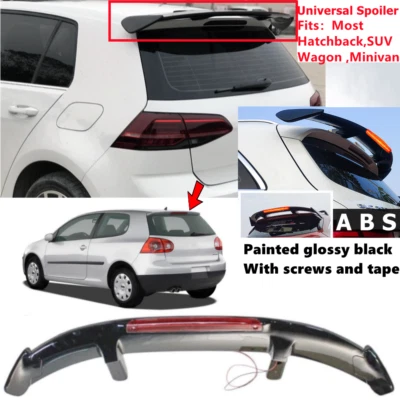 Universal Gloss Black Rear Roof Spoiler Wing w/Light Fit For VW Rabbit 2007-2009 - Image 1 of 4