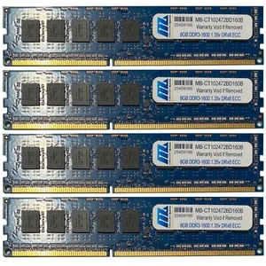 32GB kit (4x8GB) CT102472BD160B Crucial Equivalent) DDR3-1600 PC3L 2Rx8 ECC - Picture 1 of 2