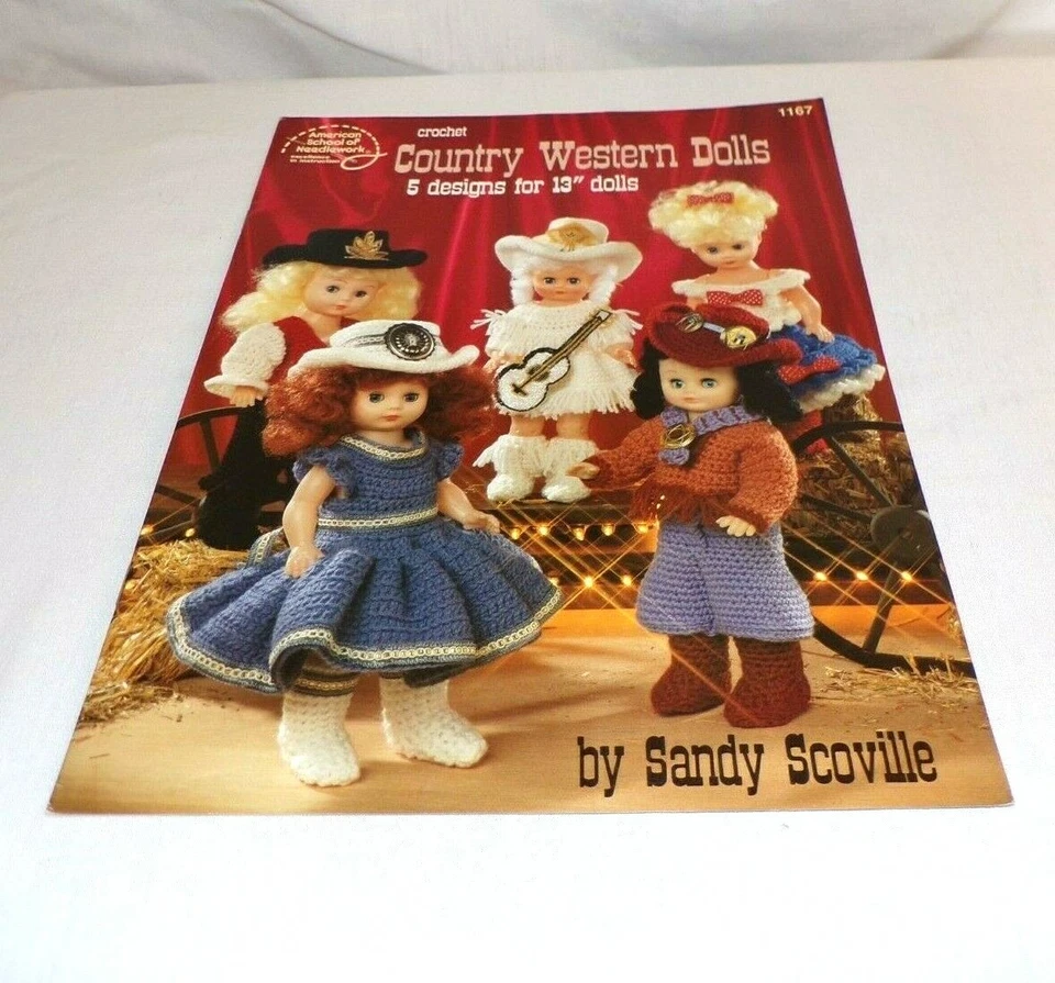 ASN Crochet Country Western 13" Dolls Pattern Leaflet Craft Book Cowgirl Singer - Image 1 of 2