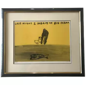Roshiw Okada " LAST NIGHT I DREAM OF BIG OCEAN " Silkscreen Print Autograph - Picture 1 of 6
