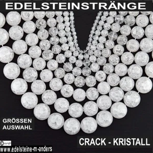 Edelstein Perlen Kugeln Bergkristall gecrackt Crack Kristall Strang 4mm-12mm - Bild 1 von 6