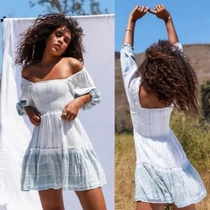 JENS PIRATE BOOTY x Free People Coastline Smocked Mini Dress Sz S Small Stripe - Picture 1 of 9