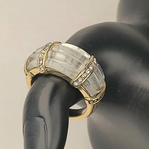 HEIDI DAUS Ring Size 11 Clear Resin Faux Baguette Style w/ Clear Rhinestones - Picture 1 of 14