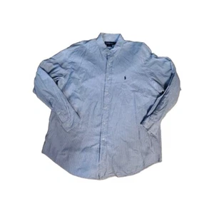 Polo Ralph Lauren Shirt Mens Extra Large Blue White Checked Cotton Stretch XL - Picture 1 of 16