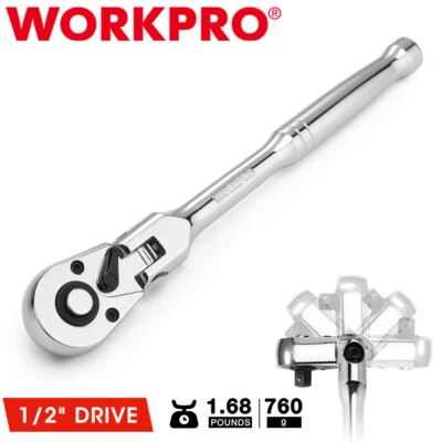 WORKPRO 1/2inch Drive Flex Head Ratchet 72-Tooth Ratchet Flex Head Quick Release - Image 1 of 4