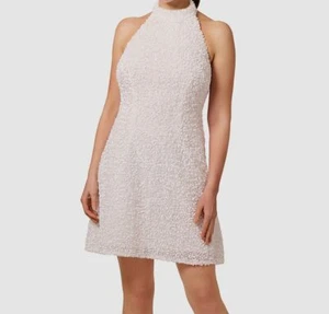 Liv Foster Women's White Sequin Halter Mini Dress Size 0 - Picture 1 of 2