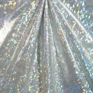 SILVER WHITE METALLIC HOLOGRAM SPANDEX FABRIC - Picture 1 of 1