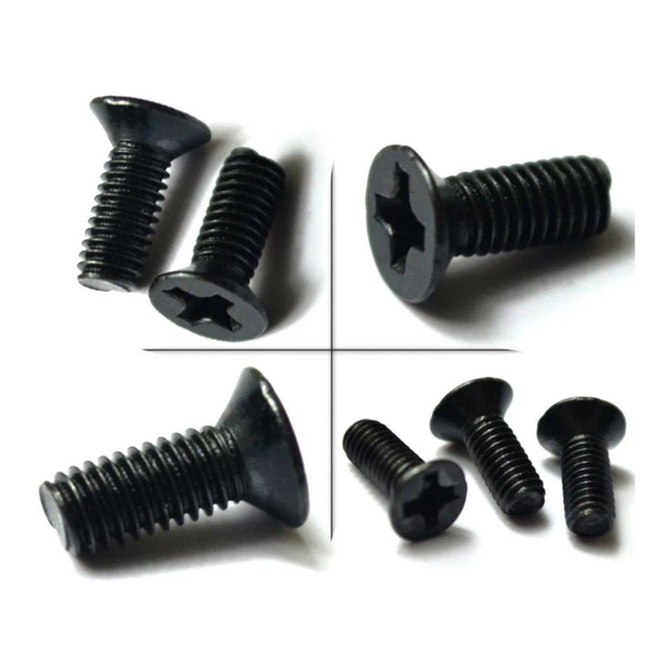 REELEER M2 M2.5 M3 M4 M5 M6 Black Steel Phillips Countersunk Flat Head Screws Bolts