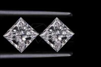 2 Pcs Loose Lab Grown CVD DIAMOND 5.5 mm PRINCESS D Color FL  Certified DIAMOND - Image 1 of 4