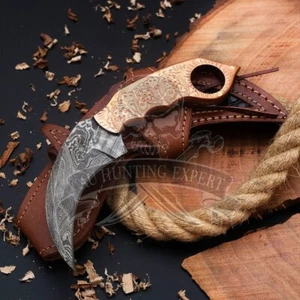 Custom Hand-Forged Damascus Steel 9 Inchs Long Karambit Steel Blade Knife - Picture 1 of 5