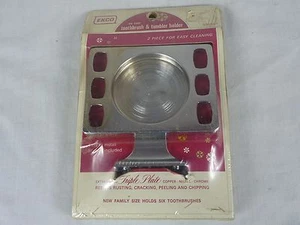 NOS VIntage Ekco 2 Pc Chrome Wall Mount Toothbrush and Tumbler Holder #45340 - Picture 1 of 1