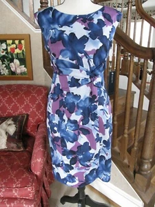 NWT Jones New York Cotton Blend Sheath Dress Size 2 Lined Floral Sleeveless - Picture 1 of 9