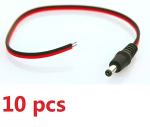 10 x CCTV Male Power Pigtails Plug Lead Cord Wire RG59 Coax For CCTV Camera - Picture 1 of 1