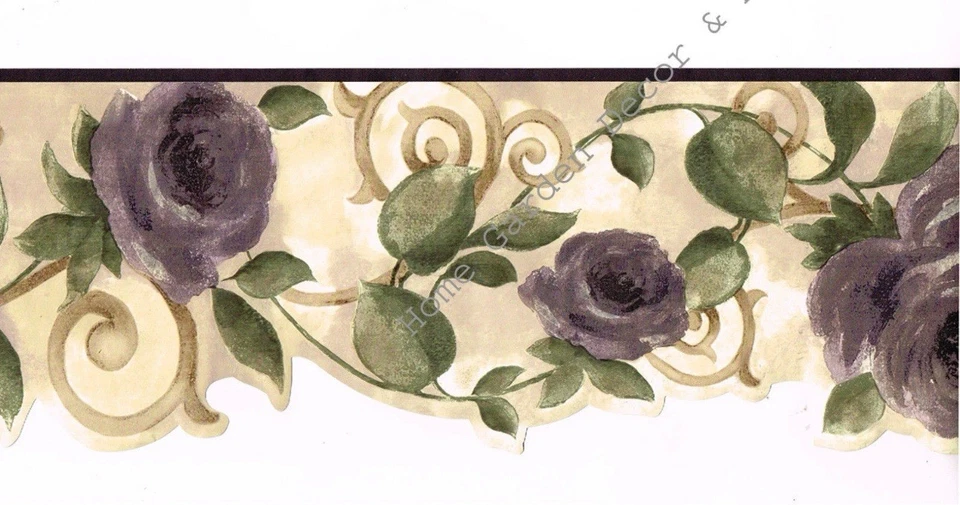 2 Rolls Croscill Cassis Chambord Plum Multi Wallpaper Border B7