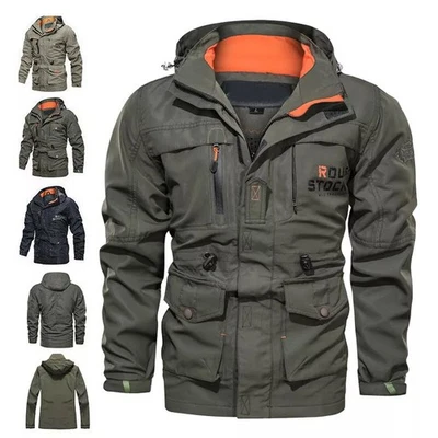 Mens Autumn Warm Military Jacket Waterproof Hooded Combat Outdoor Tactical Coat - Image 1 of 4