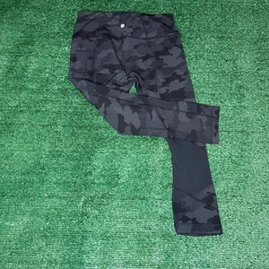 Lululemon Invigorate High Rise Leggings 22” Camo Black Pants Size 6 w/ Pockets - Picture 1 of 9