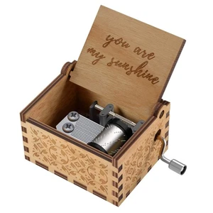 You are My Sunshine Wood Music Boxes,Laser Engraved Vintage Wooden Sunshine M... - Bild 1 von 7