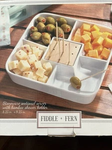 Fiddle + Fern Stoneware Sectional Server 8.25 X 8.25 - Picture 1 of 2