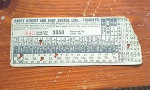 1920s United Railways & Electric Transfer Ticket Baltimore, MD Carey St Fort Ave - Bild 1 von 2